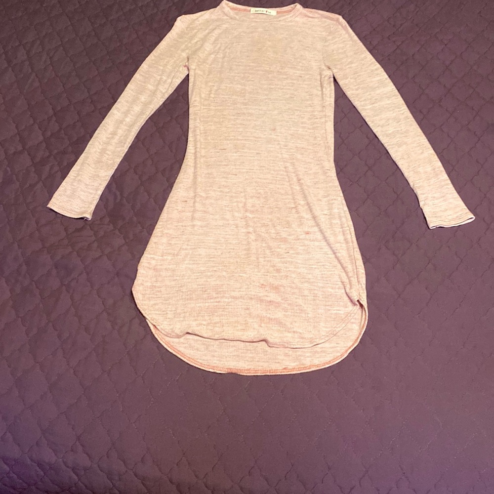 Pink long sleeve dress.